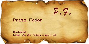 Pritz Fodor névjegykártya